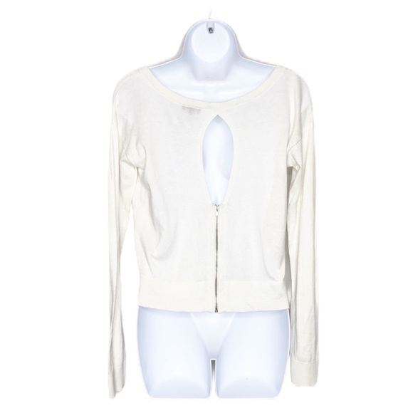 Express | Ivory Cropped Top w/Keyhole Zip Back | S - Picture 2 of 8